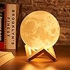 3D 7 Color Changeable Moon Lamp with Stand for Bedroom Lights for Home Indoor, Rechargeable Battery Powered and Just Tap Bedroom Light with Wooden Stand, 15 cm (No Remote),LED,Multicolor