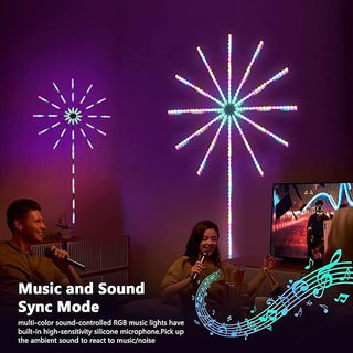 Smart Firework LED Strip Lights – USB Powered with Remote & App Control for Room Decor